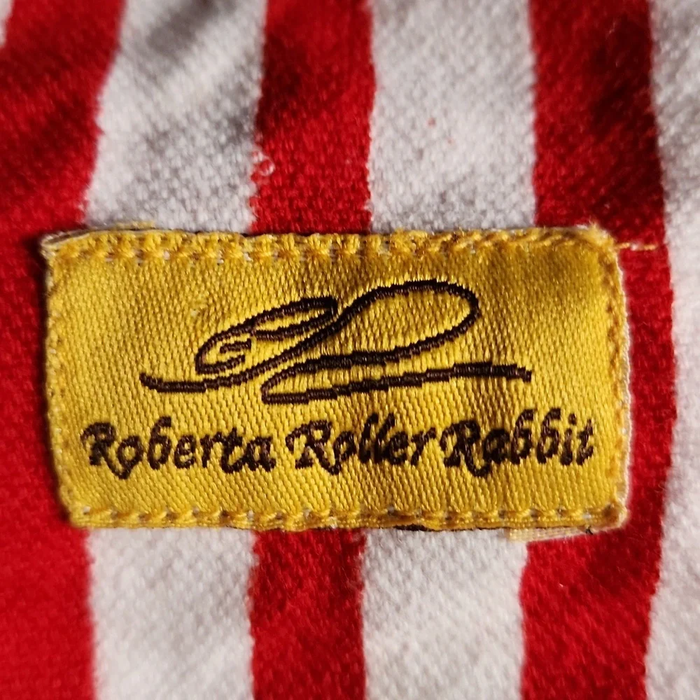 Roberta Roller Rabbit Red and White Patterned Large Tote Bag - Picture 6 of 12